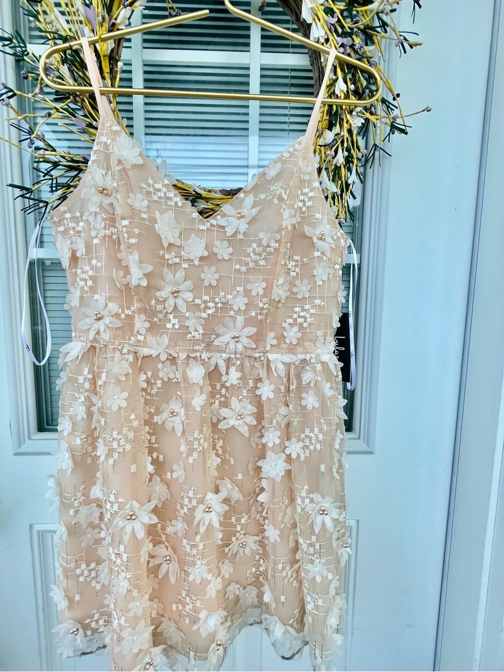 Lulus 3D Floral Embroidered Lace Dress - Blush Pink